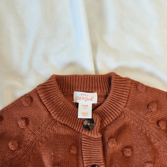 Cat & Jack NWT 3-6 month orange bobble cardigan sweater - Picture 2 of 4